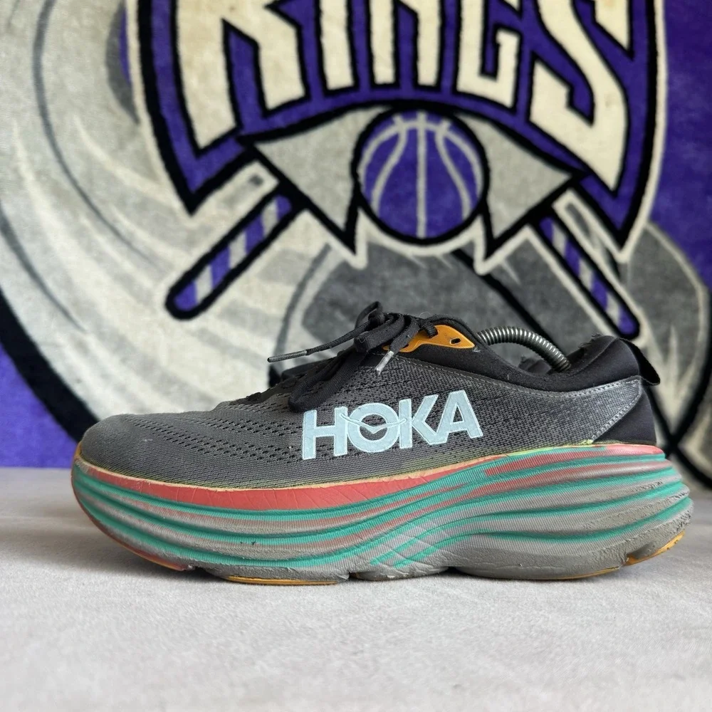 Size 10D - Hoka One One HOKA Bondi 8 Anthracite Blue Red 1123202 ACTL